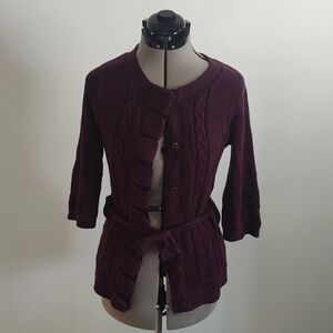 Shae Aubergine Colored Cardigan with Belt Sz M